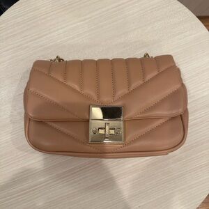 Aldo Tan Quilted Shoulder Bag with Gold Accent